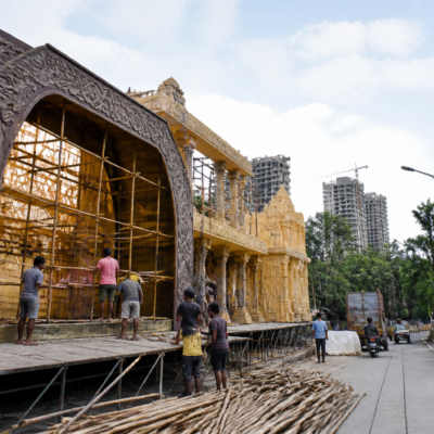 Ganeshotsav mandap preparations in Thane amid pending municipal permissions
