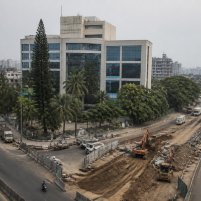 Mira Bhayandar Municipal Corporation building and surrounding urban streets in Maharashtra