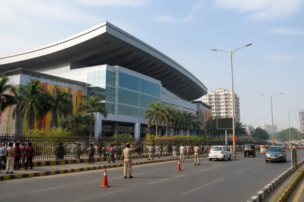 CIDCO Exhibition Centre in Vashi, Navi Mumbai, where the Hindi conference is scheduled during Ganeshotsav