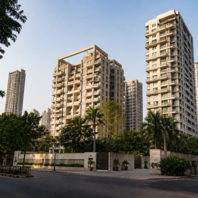 Residential towers at Rustomjee Crown in Prabhadevi, Mumbai, linked to a Bombay High Court stay on demolition action