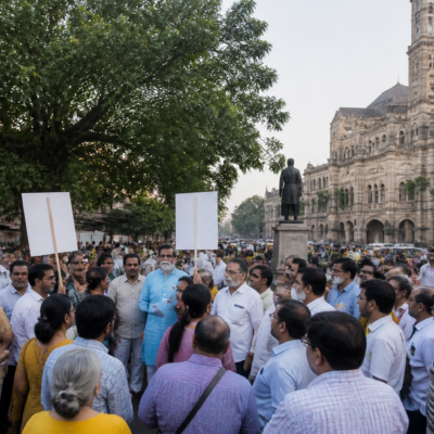 पुणे महानगरपालिका भवनाकडे डीजेविरोधी नागरिक मोर्चासाठी एकत्र येत असलेले नागरिक