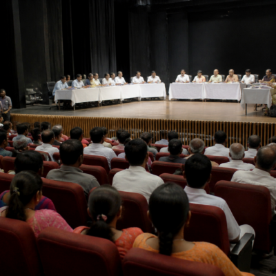 Anand Dighe Theatre in Ambernath used for a municipal council meeting after leakage affected the civic administrative building