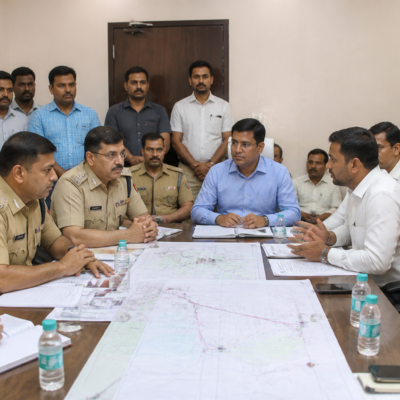Vasai-Virar police and civic officials discuss Ganeshotsav safety and immersion arrangements at a meeting