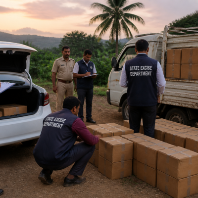State Excise Department officials seize vehicles and illegal liquor in Dahanu, Palghar