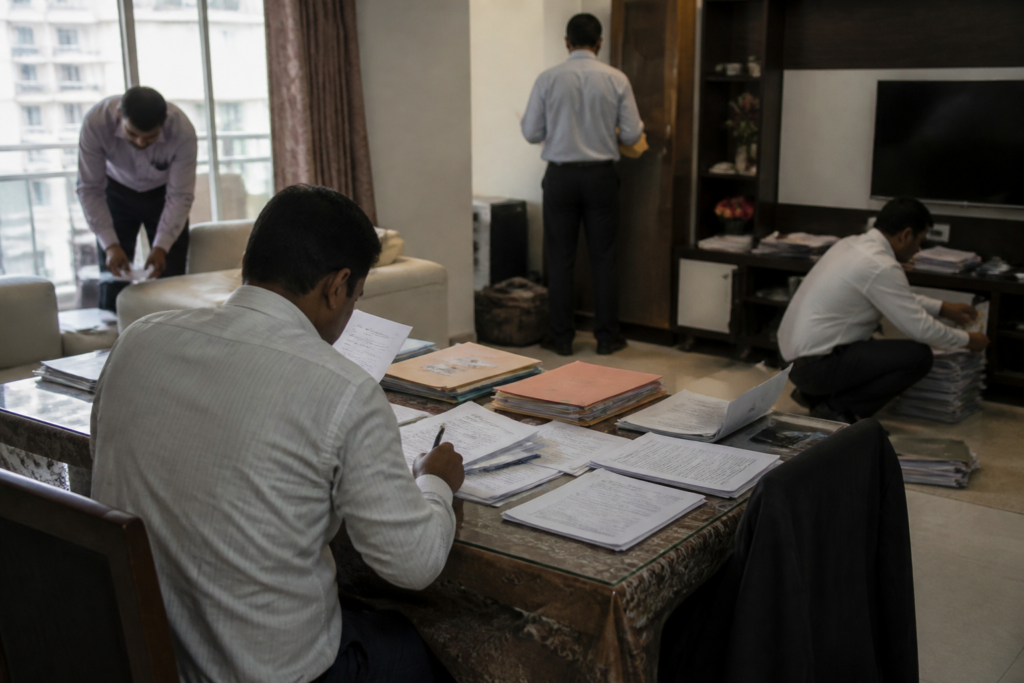 CID investigators search a property in Devanahalli as part of the KPSC scam investigation