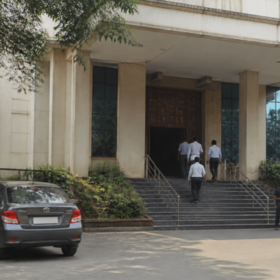 Entrance steps of the Kulgaon-Badlapur Municipal Council building linked to the reported Badlapur municipal council attack