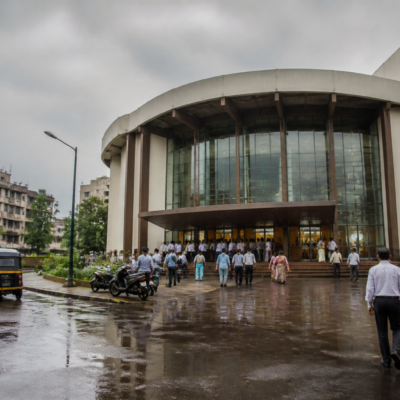 Dharmveer Anand Dighe Theatre in Ambernath where the municipal council held a special meeting after leakage affected its administrative building