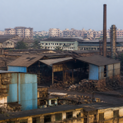 Industrial estate buildings and steel manufacturing units in Mira-Bhayandar, Maharashtra