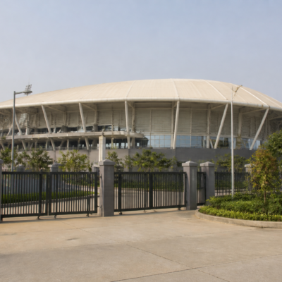 Exterior of a sports complex in Ulwe, Navi Mumbai, linked to a membership fraud investigation