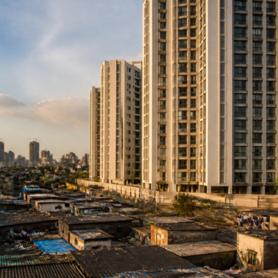 Redevelopment buildings in Mumbai linked to permanent transit tenements under a slum rehabilitation project