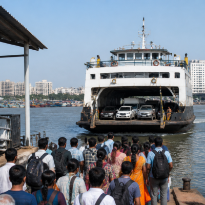 Ro-Ro ferry service connecting Vasai and Bhayandar during the Velankanni festival travel period