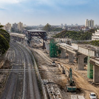 Construction works for the Bengaluru suburban rail project along the Chikkabanavara-Yeshwantpur corridor