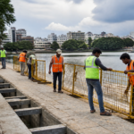 Halasuru Lake in Bengaluru prepared with barricades and civic infrastructure for Ganesh idol immersion