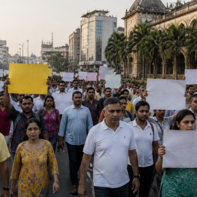 Pune residents marching with placards demanding a DJ ban and stricter loudspeaker controls