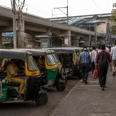 Shared auto-rickshaws at the Lalchowki auto stand near Kalyan railway station