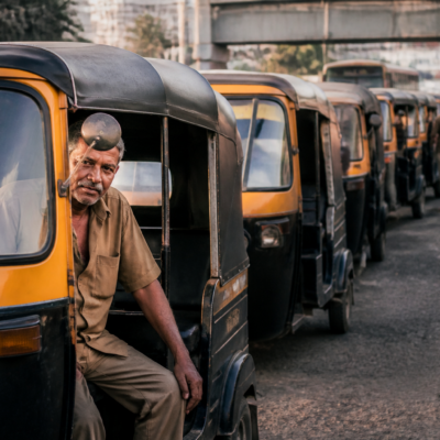Autorickshaws operating in the Kalyan RTO region, representing welfare support for senior Kalyan RTO rickshaw drivers