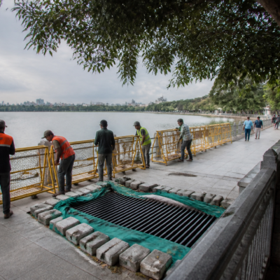Halasuru Lake in Bengaluru prepared for Ganesh idol immersion with public access and safety infrastructure