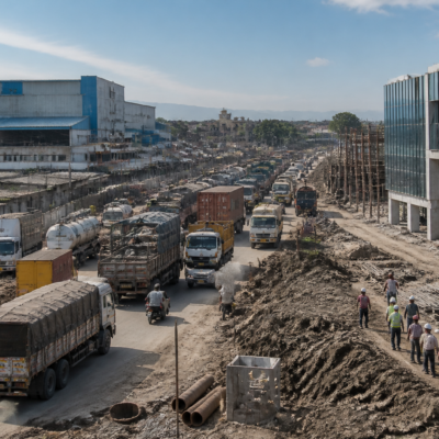 Industrial road and factory buildings in Chakan, where a new MIDC divisional office is planned