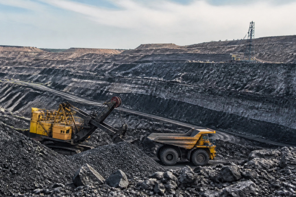 NMDC mining operations and coal production infrastructure at a coal mine in Jharkhand
