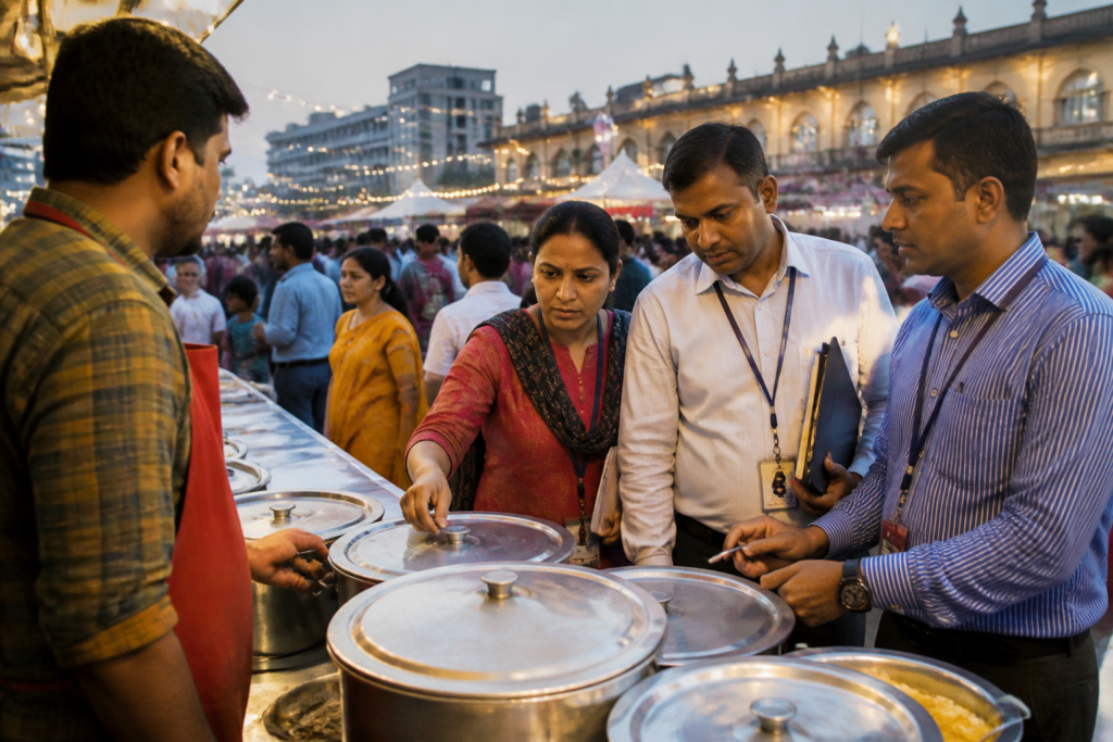 Food safety inspection at a public festival event in Maharashtra under the Maharashtra FDA food safety SOP