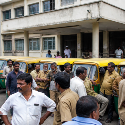 Rickshaw drivers from the Kalyan RTO area at a welfare programme linked to the Anand Dighe welfare board