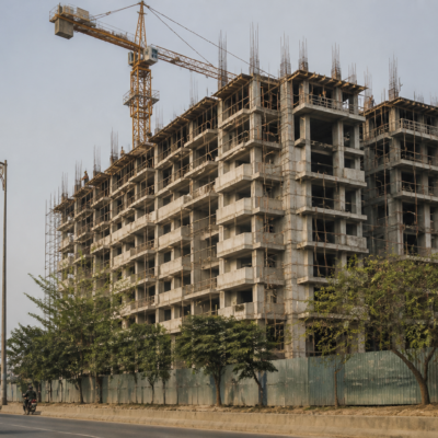 Construction site in Bolinj, Virar, where a worker reportedly died after falling from the fifth floor