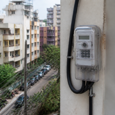 Electricity smart meter installation and billing infrastructure in a Vasai-Virar residential neighbourhood