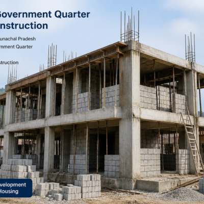 Under construction Type-IV government quarter building in Hawai, Arunachal Pradesh reflecting civil works infrastructure.