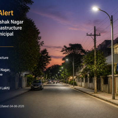 Street lighting infrastructure in a residential area of Pune representing electrical works tender in Madhil Shikshak Nagar