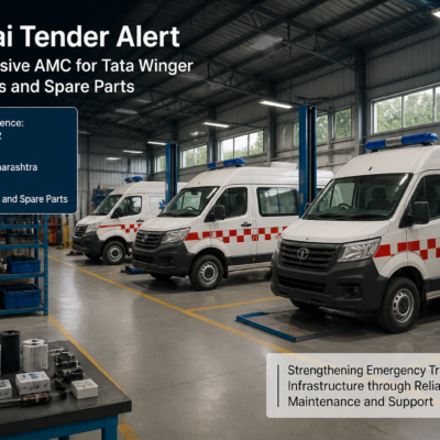 Tata Winger Ambulance vehicles at Mumbai municipal ambulance garage awaiting maintenance