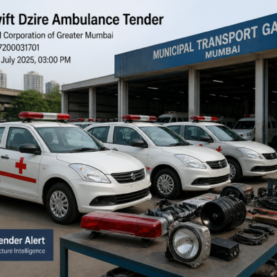 Maruti Swift Dzire ambulance vehicles and spare parts at Mumbai municipal transport garage