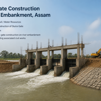 Construction of sluice gates on river embankment in Assam under government civil works project
