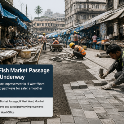 Municipal fish market passage in Mumbai undergoing civil works improvement in H West Ward