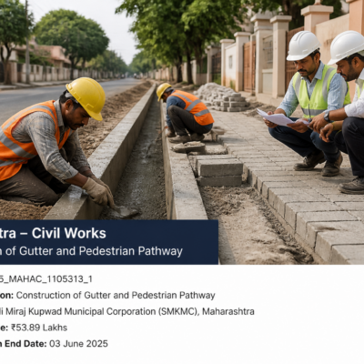 Construction of gutter and pathway near Ashok Sangale House in Maharashtra showing civil works in progress