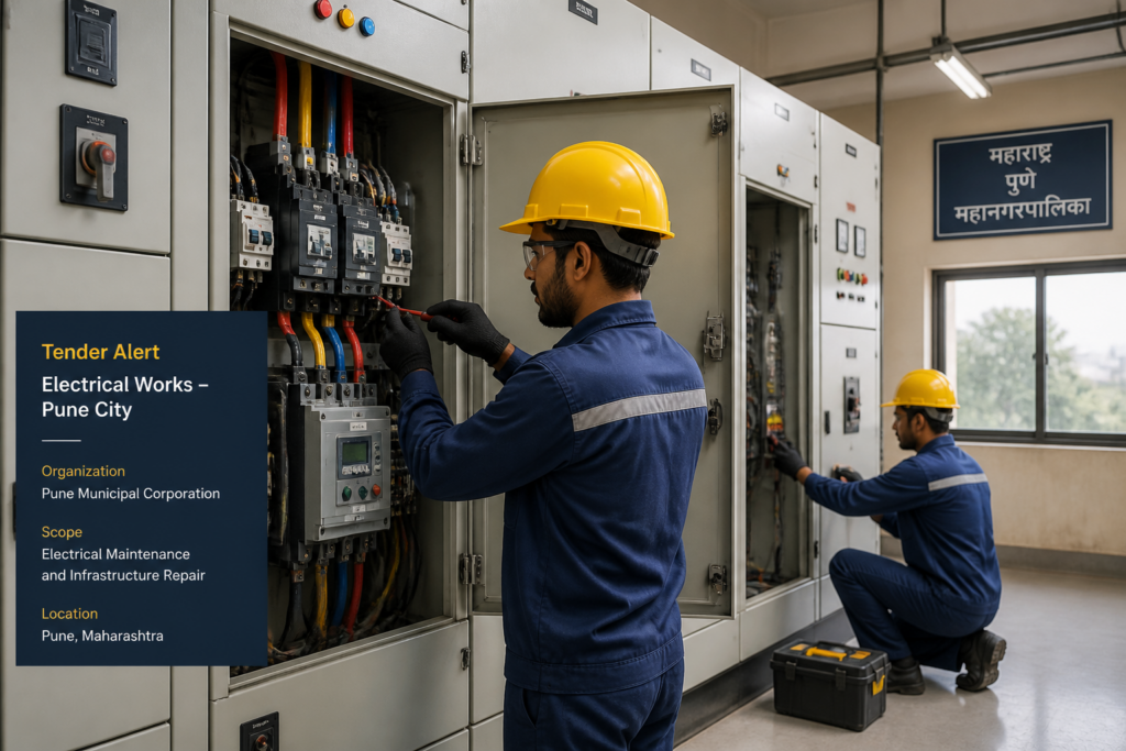Technicians performing electrical maintenance on municipal infrastructure in Pune Zone-2
