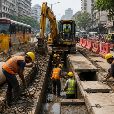 Urban drainage and passage improvement civil works underway in Mumbai's BMC S Ward