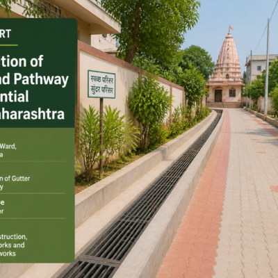 Gutter and pedestrian pathway construction near Patlipada Durga Mandir in Maharashtra urban ward