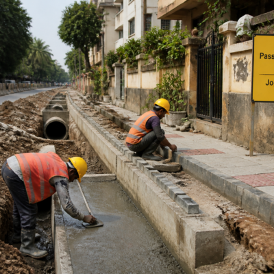 Drainage and passage improvement civil works in Jogeshwari West, Mumbai