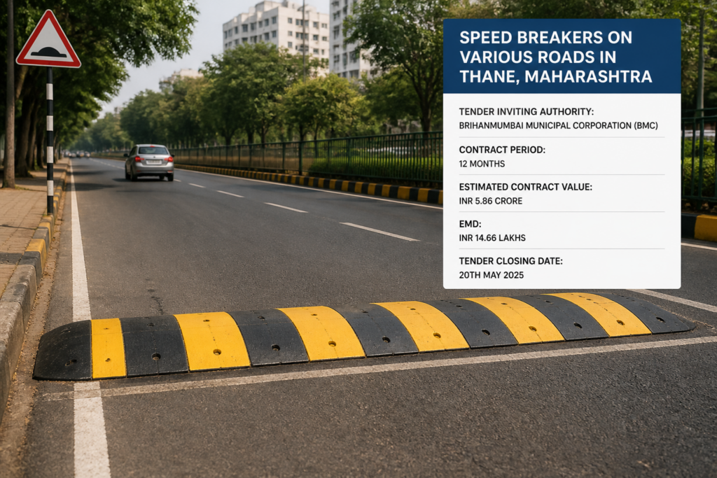 Speed breakers installed on an urban road in Thane Ward No. 3 (B), Maharashtra, India