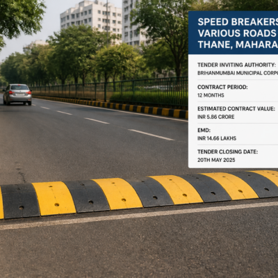 Speed breakers installed on an urban road in Thane Ward No. 3 (B), Maharashtra, India