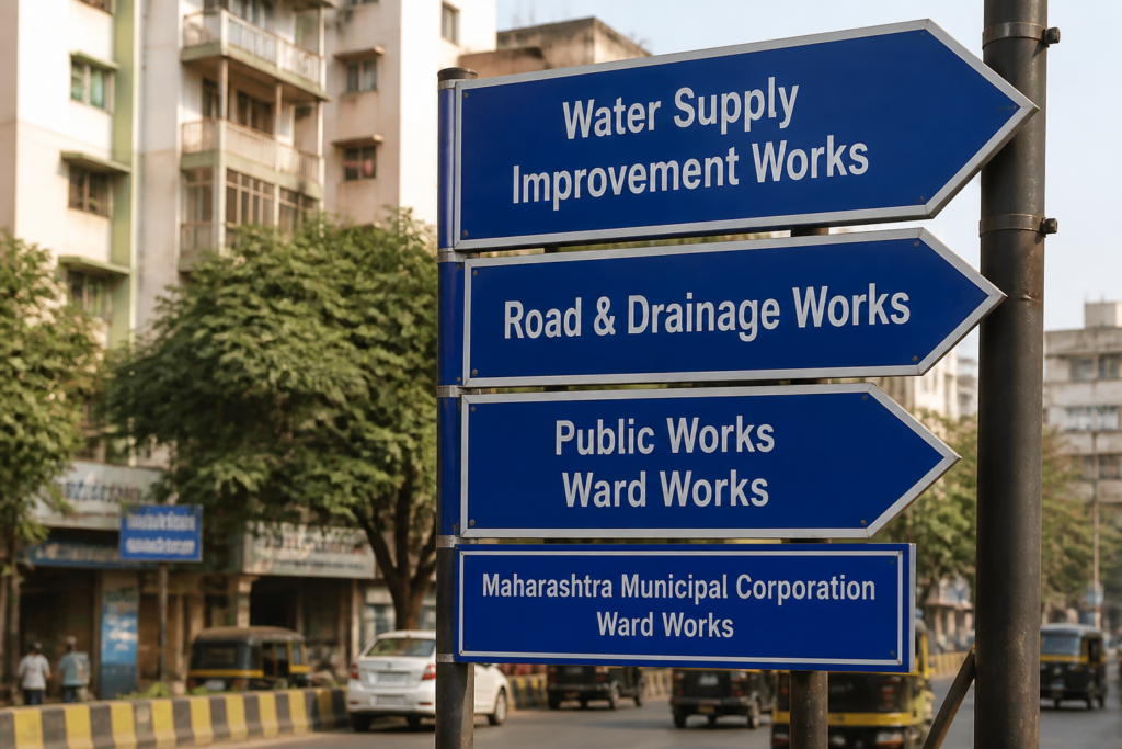 Directional signboards installation in Ward 2(B), Thane Municipal Corporation, representing municipal civil works.