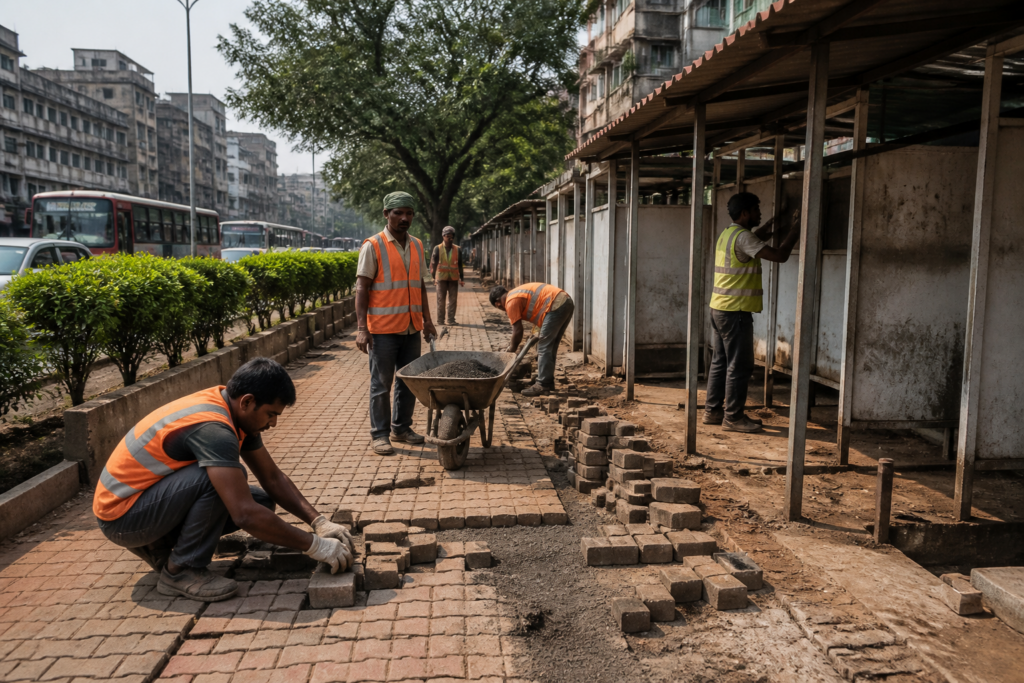 Urban civil works repair of sheds and pathways in municipal ward area N Ward Mumbai