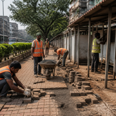 Urban civil works repair of sheds and pathways in municipal ward area N Ward Mumbai