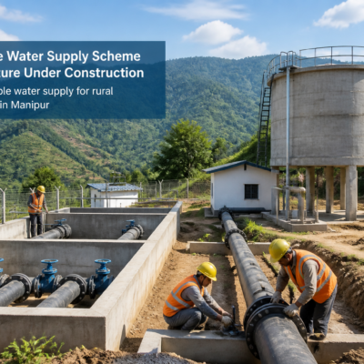 Water supply infrastructure construction site for composite scheme in Senapati district, Manipur