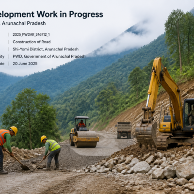 Road construction activities in Shi-Yomi district representing rural civil works tender by Arunachal Pradesh Government