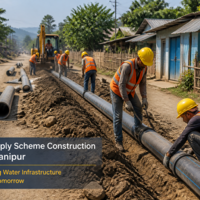Construction of water supply schemes in Keirao area, Manipur with visible pipeline installation
