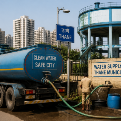Private water tankers servicing urban Thane municipal water supply infrastructure under tender 2026
