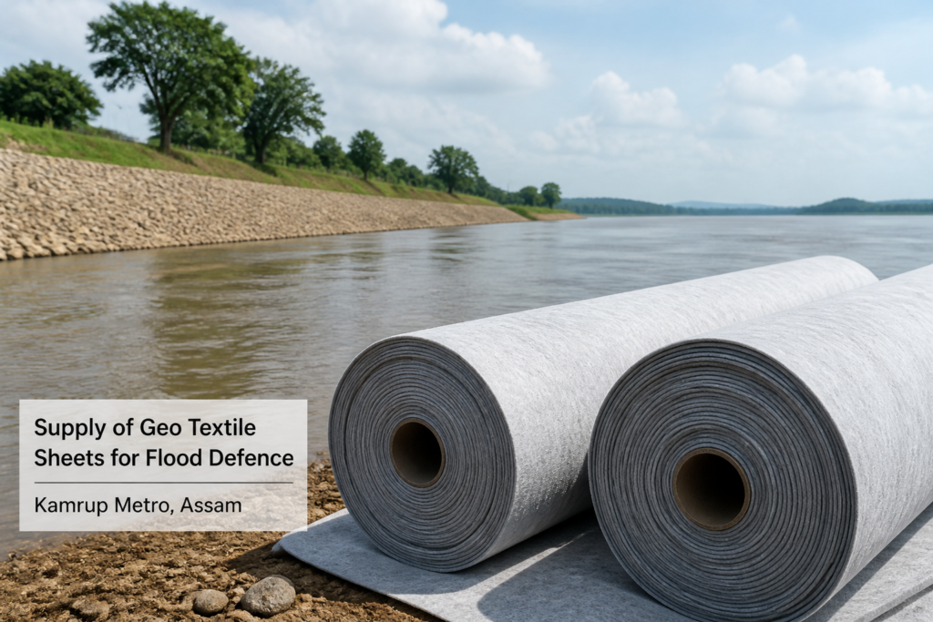 Rolls of geo textile sheets for flood fighting supply tender in Kamrup Metro Assam water resources infrastructure