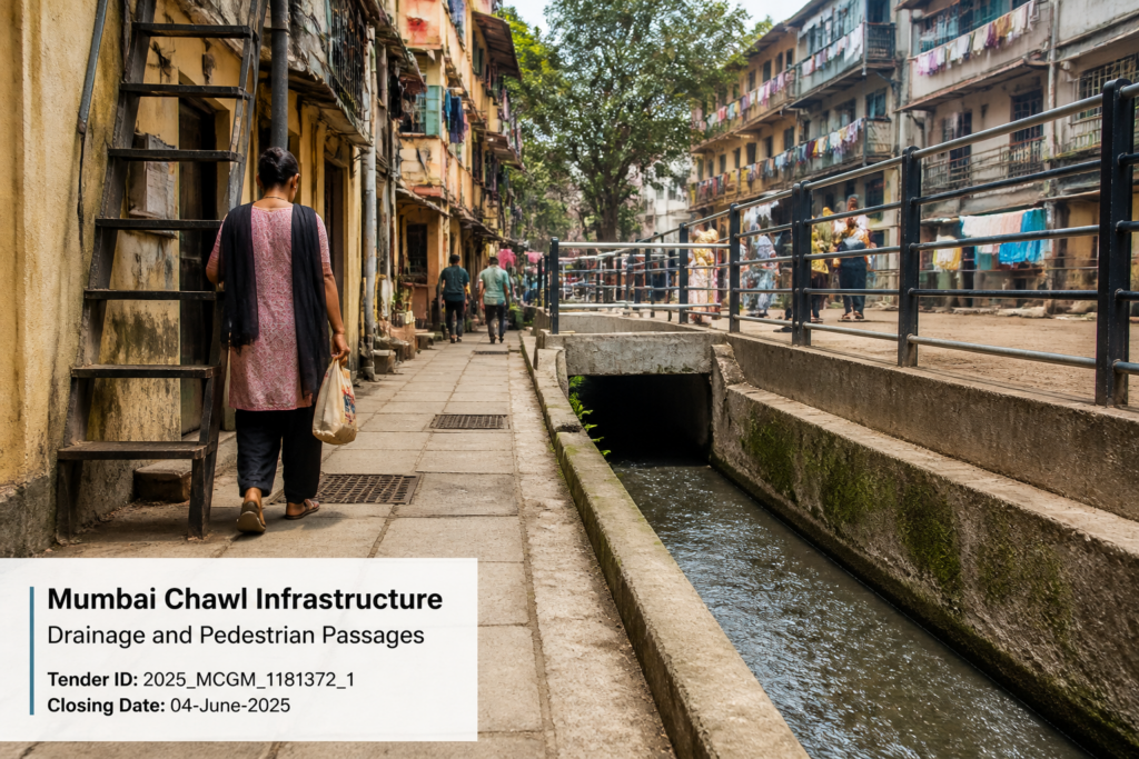 Urban drainage and passage improvement works at Mumbai chawl neighborhood in K West Ward