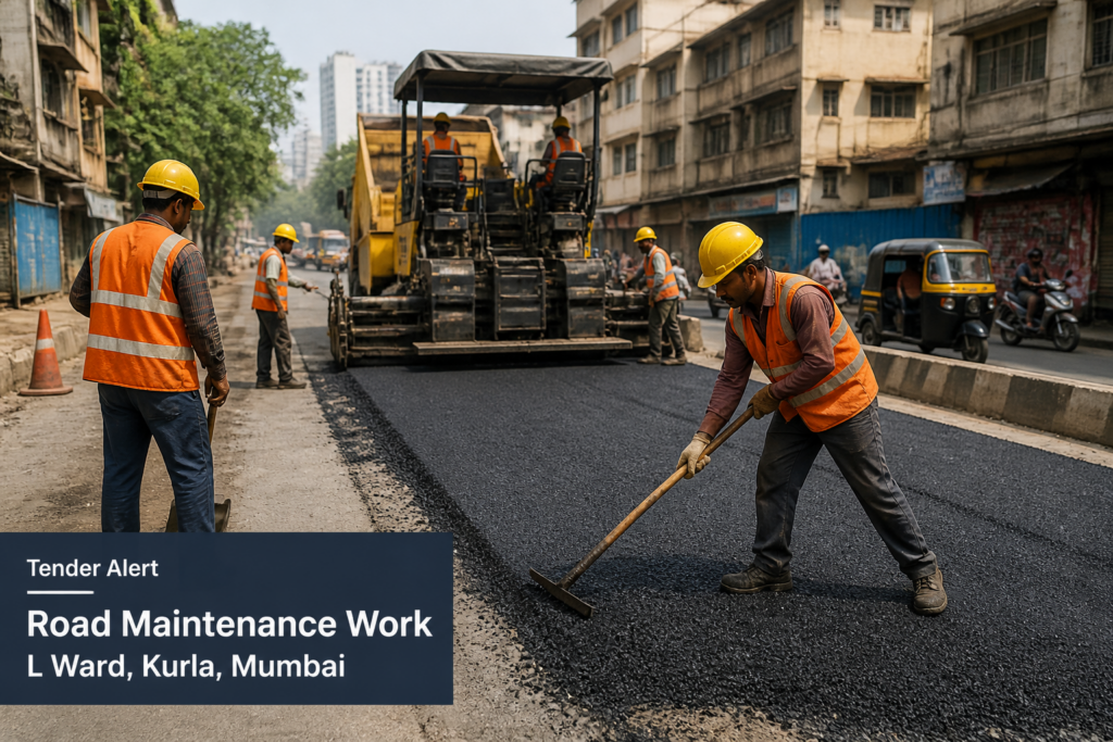 Road maintenance work in L Ward Kurla, Mumbai by Municipal Corporation of Greater Mumbai